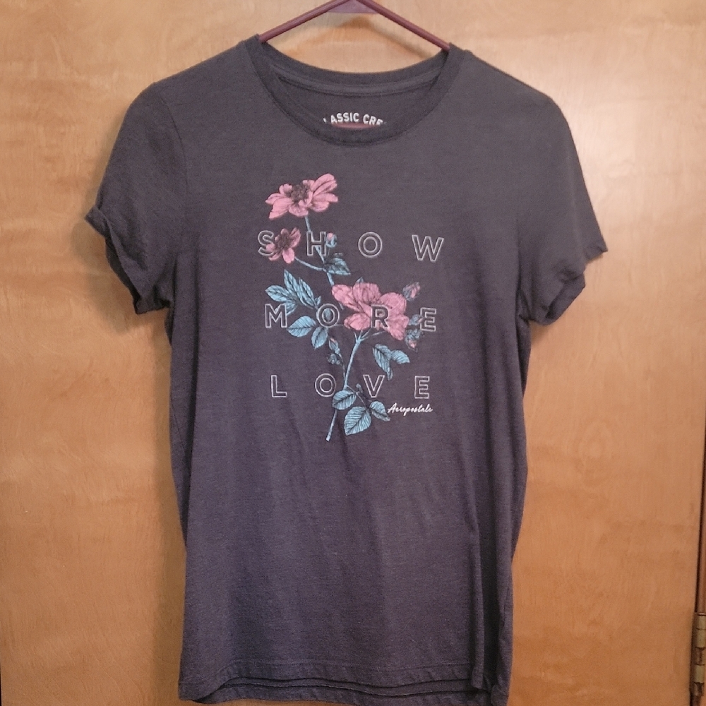Classic AERO Women's Charcoal Tee with Floral Design